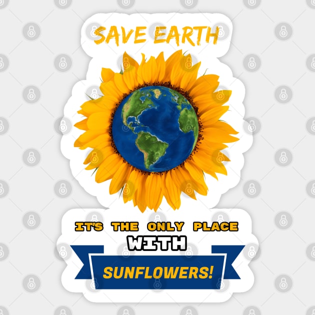 Save Earth for the sake of SUNFLOWERS! Sticker by bamboonomads